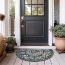 CHICHIC Entrance Door Mat Large 18 x 30 Inch Entry Way Doormat Front Door Rugs Outdoors Heavy Duty Welcome Mat Non Slip Rubber Back Low Profile for Garage, Patio, High Traffic Area, Blue