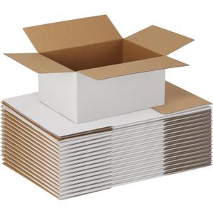 EXYGLO 15 Pack 12x9x6 Shipping Boxes for Small Business, White Corrugated Cardboard Small Box for Packaging, Moving, Mailing, and Storing