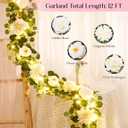 Yastouay 2 Pcs Flower Garland with Lights, 12 Ft White Rose Floral Garland Fake Flowers for Wedding Arch Party Tables Backdrop Decor