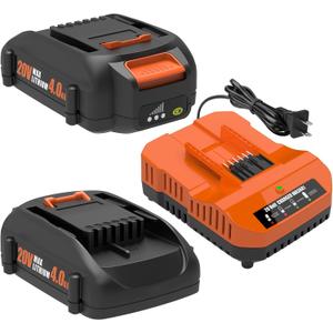 2-Pack 20V 4.0Ah Battery and Charger Combo Replacement for Worx WA3520, WA3525, WA3575, WA3578, WA3669, WA3732, WA3875, WA3881 Compatible with 20 Volt Powershare Power Tools