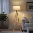 EOEYYOYB Floor Lamps for Living Room, Modern Standing Lamp with Shelf, 3 Color Temperature Led Bulb Tall Lamps with Foot Switch for Bedroom and Office, Burlywood
