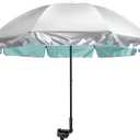G4Free UPF 50+ Universal Clamp On Umbrella Adjustable Outdoor UV Protection Beach Chair Umbrella for Strollers, Wheelchairs, Patio Chairs, and Golf Carts (Lake Blue)