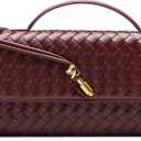 NEWBELLA Handwoven Women's Clutch Purse, Crossbody Bag with Adjustable Strap for Evening & Casual Use