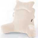 SLIGUY Reading Pillow-Bed Rest Pillow with Detachable Neck Roll & Higher Support Arm for Sitting in Bed Couch or Floor-Backrest Reading Pillow Adult Back Pillow for Reading/Watching TV/Gaming,Beige (Medium)