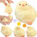 4 Pack Handmade Chick Taba Squishies Toys Ultra Soft Chick Squeeze Fidget Toys for Stress Relief Pinch Kawaii Family Sticky Squishies Toys Easter Stuffers