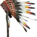 LWINGFLYER Feather Headdress - Native American Indian Style Headwear 15.53-17.71inch (Brown)