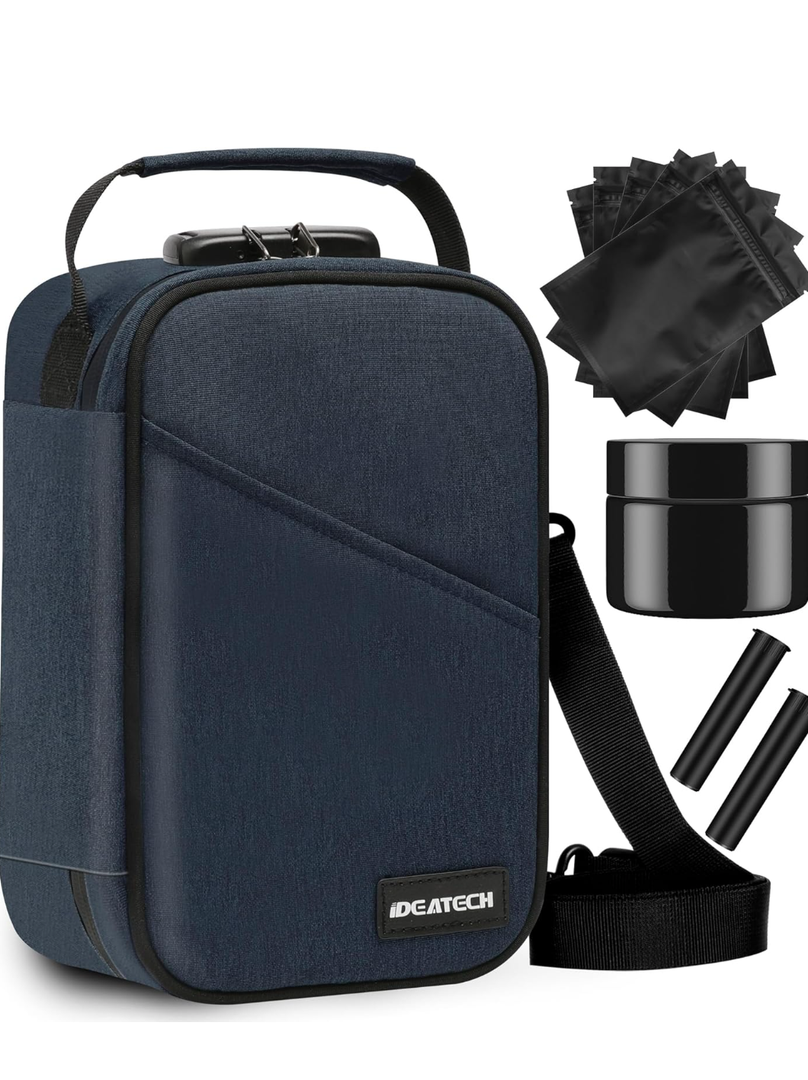 IDEATECH Smell Proof Bag, Stash Box Odor Proof, Smell Proof Containers with Lock, Odorless Travel Storage Bag, Home Organizer Case Lock Box with Accessories, Smell Proof Box Gift for Women/Men, Navy IDEATECH Smell Proof Bag, Stash Box Odor Proof, Smell Proof Containers with Lock, Odorless Travel Storage Bag, Home Organizer Case Lock Box with Accessories, Smell Proof Box Gift for Women/Men, Navy