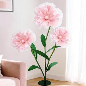 5.9 FT Giant Flowers Decoration with Stand, Large Soft Pink Standing Flowers, 3-Pack Artificial Floral Decor for Indoor Home, Living Room, Party, Event, Photo Backdrop & Home Decoration
