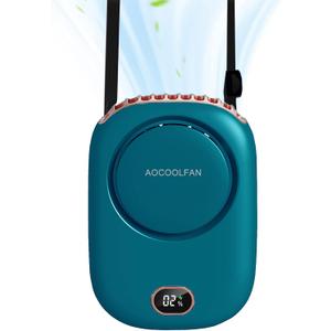 AOCOOLFAN Portable Neck Fan, Mini Small Personal Handheld Fan USB Rechargeable 3 Speed for Girls Boys Woman Eyelash Travel Home Office Outdoor (Blue)