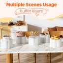HeiMma 6 Pack Buffet Risers, Foldable Accordion Food Display Risers with Acrylic Disc, Dessert Table Display Set, Cardboard Paper Cupcake Cake Stand for Party Cylinder Stands for Parties Drink Collectibles Jewelry Figures, White