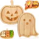 Whaline 2Pcs Halloween Charcuterie Board Pumpkin Ghost Serving Trays Bamboo Cheese Platter Tray Appetizer Boards Party Serving Platters for Home Party Dinnerware Supplies