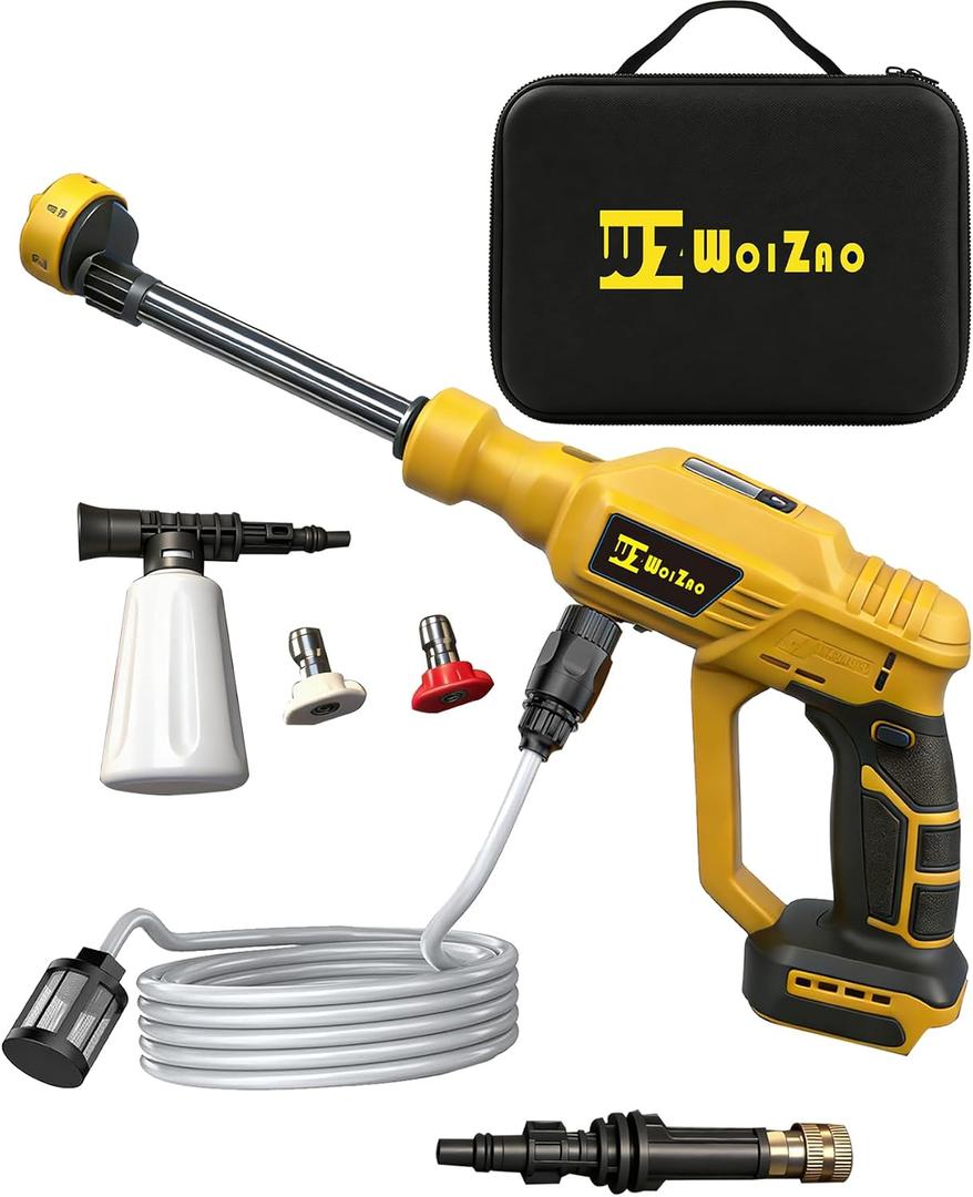 Car Washer Cordless Compatible with DeWalt 20V Battery, Portable Handheld Power with 6-in-1 Nozzle Foam Cannon for Car Floor Fence Wall Patio Cleaning (Battery Not Included)