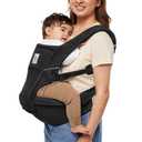 Ergobaby Alta Hip Seat Baby Carrier for Babies & Toddlers 4-48 Months (12-45 lbs) - 3-Position Convertible Ergonomic Baby Carrier with Storage Pocket, Sun Hood, Hip-Healthy Positioning - Onyx Black
