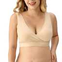 HBselect Nursing Bra for Breastfeeding, Maternity Nursing Sleep Bra Wireless Pregnancy Sleep Bralette, Large