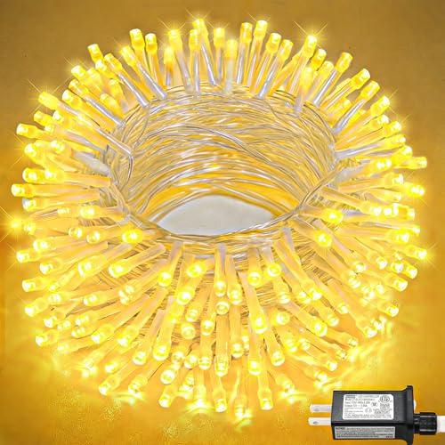 100FT 300 LED Outdoor String Lights, Connectable Christmas Lights Indoor Waterproof with 8 Modes, Plug in Twinkle Fairy Lights Clear Wire for Bedroom Home Wedding Patio Decorations, Warm White