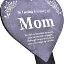 Mom Memorial Heart Shaped Plaque, Grave Marker - printed with remembrance poem, mounted on a sturdy acrylic stake