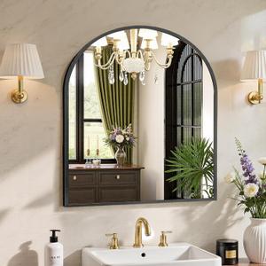 Sweetcrispy 31x32 Bathroom Mirrors for Wall, Arched Mirror for Over Sink