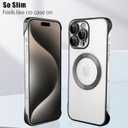 Frameless for iPhone 15 Pro Max Case with Camera Lens Bumper, [Compatible with MagSafe] Transparent Clear Plating Ultra Thin and Shockproof Cover for Girls and Women, Black