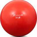 ProsourceFit Weighted Toning Exercise Balls for Pilates, Yoga, Strength Training and Physical Therapy, 3 lb, Red