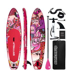 Santasup Blow Up Paddle Board Pink Inflatable Paddle Board For Adults, 10ft Yoga Stand Up Paddle Board, Sup Board With Accessories, Non-Slip Deck, Travel Backpack Wide Stance