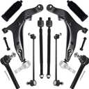 AUQDD 10Pc Front End Suspension Kit Fit For 2004-2009 Ni-ssan Quest, 2 Lower Control Arm w/Ball Joint 2 Sway Bar Link 4 Outer & Inner Tie Rod End (# K620560 K620561 K80255 K80256 EV800227 ES800404)