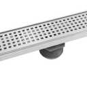 Neodrain 18-Inch Brushed Linear Shower Drain with Removable Quadrato Pattern Cover, 304 Stainless Steel Rectangle Shower Floor Drains, Bathroom Linear Drain &Hair Strainer(Brushed Nickel)