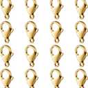 100PCS Gold Lobster Clasps 9mm 18K Gold PVD Plated Stainless Steel Lobster Claw Clasps Bulk for Jewelry Making DIY Necklace Bracelet