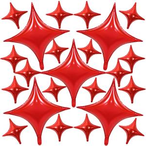 2 x 23Pcs Four Angle Star Foil Balloons,26Inch and 10Inch Red Quadrangle Star Helium Mylar Balloons for Birthday Party Anniversary Wedding Baby Shower Decorations (Red)