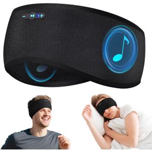Sleep Headphones Bluetooth 6.0 Headband, 20Hr Headband Headphones with HD Stereo Speakers, Sports Wireless Earphones for Side Sleepers Workout Yoga Travel Meditation, Gifts for Women Men,Black