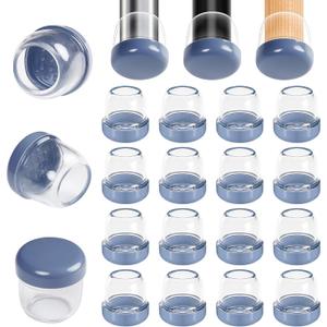 Chair Sliders for Carpeted Floors,16 Pcs Chair Glides Round Furniture Sliders Carpet,Chair Leg Floor Protectorst,Make Furniture Glides Move Easy(Fit 0.75-1", Clear)
