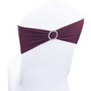 WELMATCH Burgundy Spandex Chair Bands Sashes - 50 pcs Wedding Banquet Party Event Decoration Chair Bows Ties (Burgundy, 50 pcs)