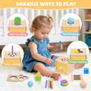 YHHYTOY Montessori Toys for 1+ Year Old, 4 in 1 Object Permanence Coin Box, Ball Drop Color Sorting Sensory Fine Motor Skills Toys Shape Sorter for Toddlers 1-3, Gifts for 1 2 3 Year Old Girls Boys