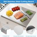 304 Stainless Steel Cutting Board with Lip, 15.7 x 11.8 Inch