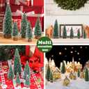 AerWo 5Pcs Mini Christmas Trees - Flocked Bottle Brush Trees With Wooden Bases for Tabletop Decor, Winter Holiday Table Decorations, Village Crafts