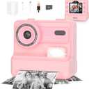 Mafiti Kids Camera Instant Print,1080P Selfie Digital Camera with 2.4 Inch Display 1200 mAh Battery,3-12 yrs Girls Boys Toys Gifts for Birthday/Xmas/Holiday,Pink