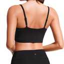 CRZ YOGA V Shaped Longline Bikini Tops for Women - Padded Cropped Adjustable Spaghetti Straps Swimsuit Athletic Bathing Suit (Black, M)