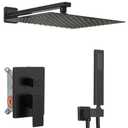 JingGang Oil Rubbed Bronze Shower System 16 Inch Bathroom Rain Mixer Shower Combo Set Wall Mounted Rainfall Shower Head and Handheld System Shower Faucet Set Rough-in Valve Body and Trim Kit