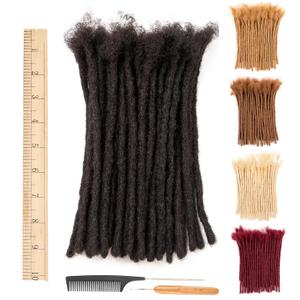 DAIXI 0.24Inch Thickness 8-16 Inch 60 Strands 100% Real Human Hair Dreadlock Extensions for Man/Women Full Head Handmade 0.6cm Thinner Can Be Dyed and Bleached Soft Dreadlocks with Needle and Comb