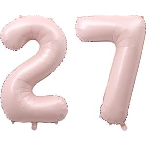 40 Inch Number 27 Foil Balloons 27th Celebration Decorations for Happy 27th Birthday Party Wedding Bridal Shower Engagement Photo Shoot Anniversary Decoration, Number 27 Baby pink Balloon