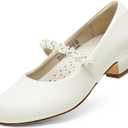 DREAM PAIRS Girls Dress Shoes Low Heels for Little Big Girl Mary Jane Shoes with Pearl Rhinestones Flower Girl Pumps Princess Wedding Party (2 Little Kid)