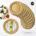 MAONAME 13" Gold Charger Plates Set of 100, Plastic Reef Plate Chargers Bulk, Round Charger for Dinner Plates, Table Chargers for Wedding Decor