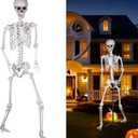 7.9ft Halloween Full Size Skeleton, Realistic Giant Human Skeleton Bones with Full Body Posable Joints, Scary Plastic Large Skeleton for Halloween Graveyard Haunted House Spooky Scene Décor