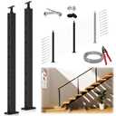 36" Complete Set Stair Cable Railing Post Kit for 28-38 Stairway, Stair Railing System DIY Kit Including 2 Stair Posts, 85FT Cable, 20 Terminal & 20 Angle Washers, 40 Grommets (No Handrail)
