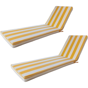 Lounge Chair Cushions Set of 2 for Outdoor Furniture 74x21x2.7 inch Premium Outdoor Chaise Lounge Cushions (Yellow+White Stripes), Standard