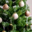 JOYIN 15 Pcs Christmas Velvet Ball Ornaments Set, 2.36'' Green Brown Neutral Tree Hanging Christmas Decorations, Xmas Shatterproof Indoor Decor for Tree Wreath Holidays Wedding Party