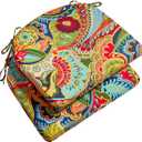 Wellsin Outdoor Chair Cushions for Patio Furniture - Patio Chair Cushions Set of 2 - Water Resistant Round Corner Outdoor Seat Cushions 17"X16"X2", Flower