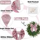 AIMUDI Pink Glitter Wired Ribbon Bows with Twist Tie 5.5" Premade Metallic Christmas Bows for Gift Wrapping, Wreath, Garland, Holiday Crafts Party Home Outdoor Christmas Tree Decorations, 12 PCs