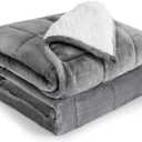 Cottonblue Sherpa Fleece Weighted Blanket 15 Pounds Queen Size 60 x 80 Heavy Weighted Blankets for Adults Perfect for 150-210 lbs, Soft Cozy Fuzzy Blankets 60x80 inches, Idea Gifts, Gray (White Grey)