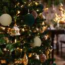 KI Store Velvet Christmas Balls Cream White 25pcs Flocked Christmas Tree Ornaments Assortment for Xmas Tree Holiday Decor