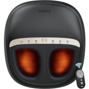 4-in-1 Shiatsu Foot Massager with Heat, Deep Kneading, Air Compression, Vibration, FSA Eligible, HSA Eligible for Neuropathy, Plantar Fasciitis, Pain Relief, Gift for Women & Men Size Up to 14 (Midnight Black)